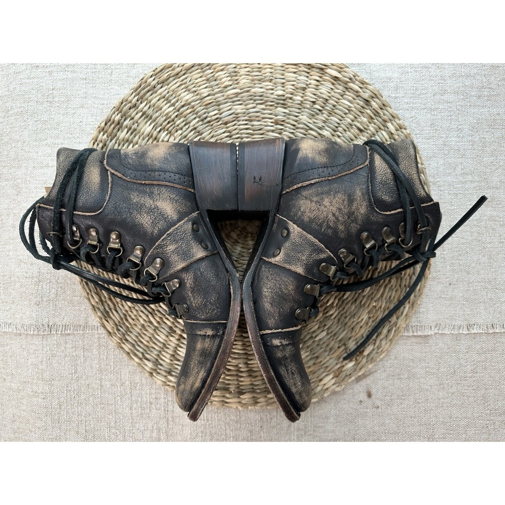 Freebird by Steven Gage Black Tan Distressed Leather Combat Boots FB-GAGE 7